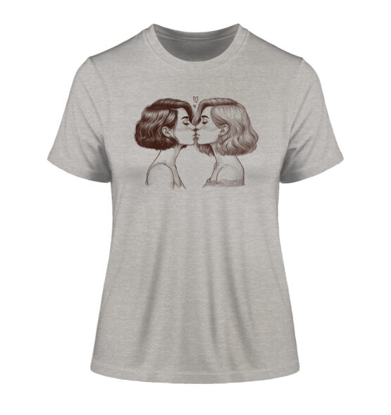 Girls Kissing Drawing - Fitted Ladies Organic Shirt – Bild 2