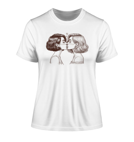 Girls Kissing Drawing - Fitted Ladies Organic Shirt – Bild 4