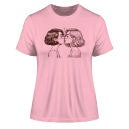Girls Kissing Drawing - Fitted Ladies Organic Shirt