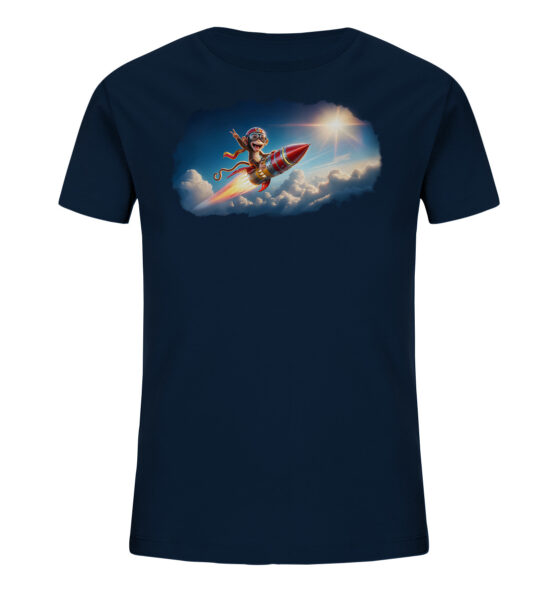Monkey Rocket Cloud - Kids Organic Shirt – Bild 4