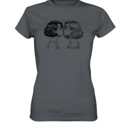 Girls Kissing Drawing Black - Ladies Premium Shirt
