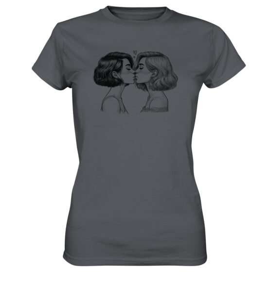 Girls Kissing Drawing Black - Ladies Premium Shirt