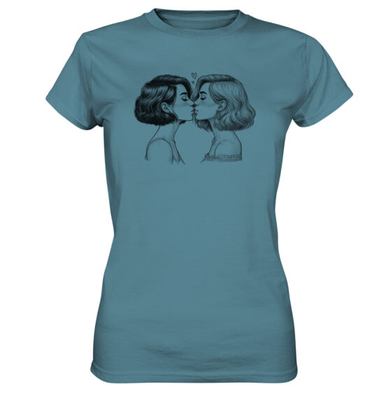 Girls Kissing Drawing Black - Ladies Premium Shirt – Bild 7