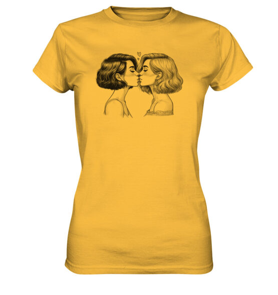 Girls Kissing Drawing Black - Ladies Premium Shirt – Bild 2
