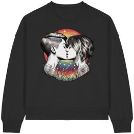 Girls Kissing Rainbow - Womens Organic Boxcut Sweatshirt