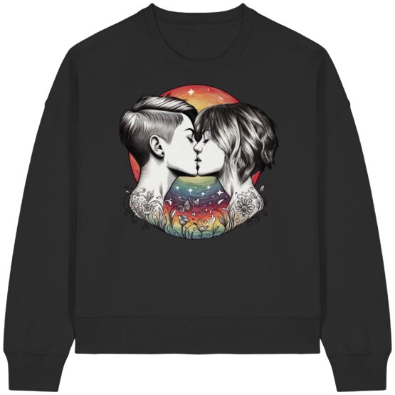 Girls Kissing Rainbow - Womens Organic Boxcut Sweatshirt