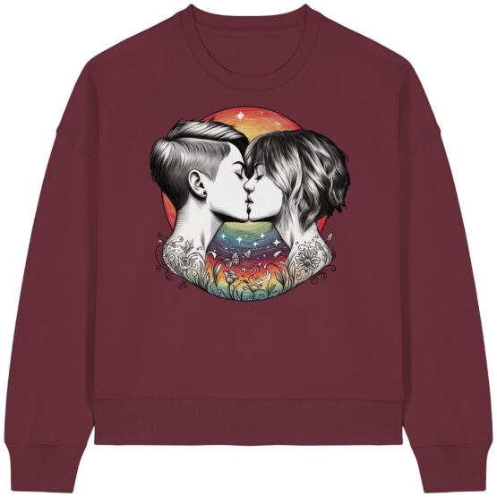 Girls Kissing Rainbow - Womens Organic Boxcut Sweatshirt – Bild 2