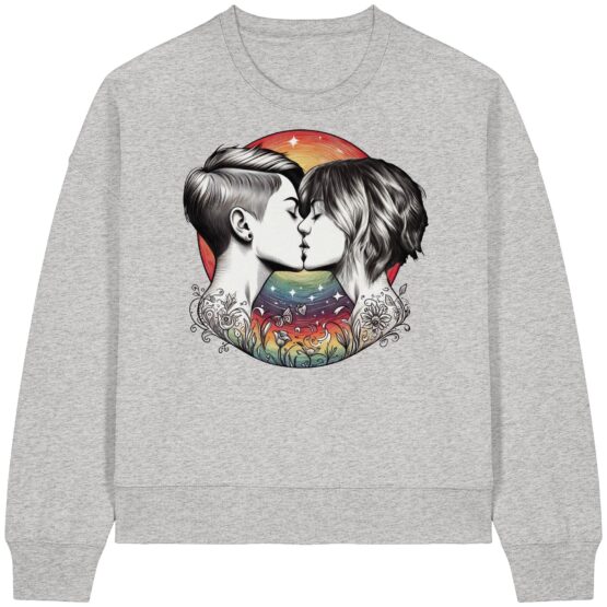 Girls Kissing Rainbow - Womens Organic Boxcut Sweatshirt – Bild 3