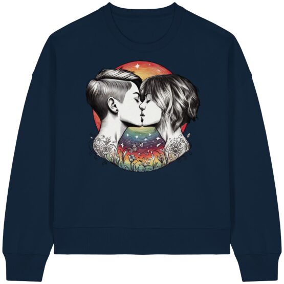 Girls Kissing Rainbow - Womens Organic Boxcut Sweatshirt – Bild 4