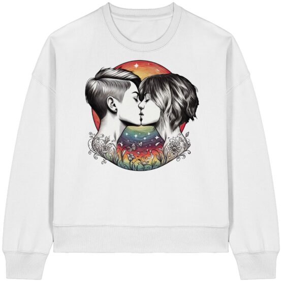 Girls Kissing Rainbow - Womens Organic Boxcut Sweatshirt – Bild 5