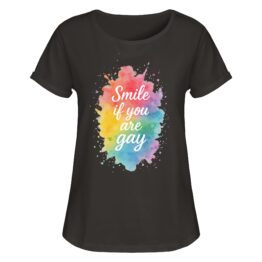 Smile if you are gay - Womens Roll-Up T-Shirt