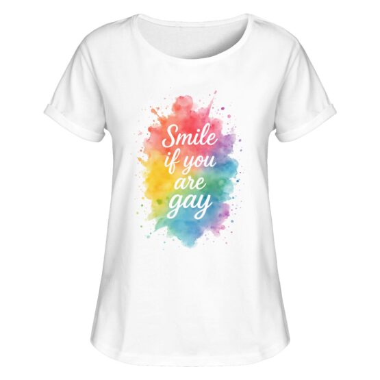 Smile if you are gay - Womens Roll-Up T-Shirt – Bild 2